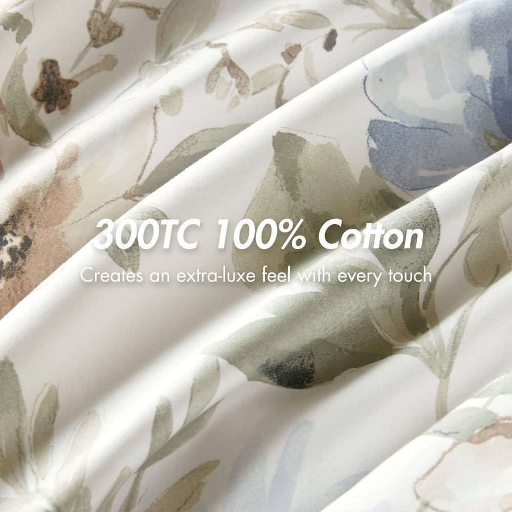 6PCS Queen Cotton Sateen Print Oversized Comforter Set Media 5
