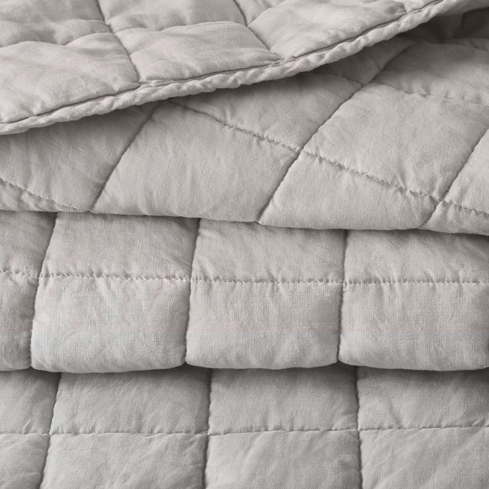 3-Piece Full/Queen Linen Garment Washed Quilt Set,Gray Media 2