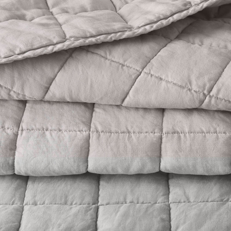 3-Piece King/Cal King Linen Garment Washed Quilt Set,Gray