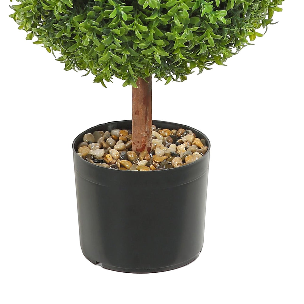 2x Artificial Boxwood Ball Ø40,6cm Garden Deco Boxwood in Flowerpot Ball Artificial Boxwood Ball Artificial Plant made of PE, Wood, PP incl. 4 pcs. Decorative butterflies and 10 pcs. Replacement Media 2