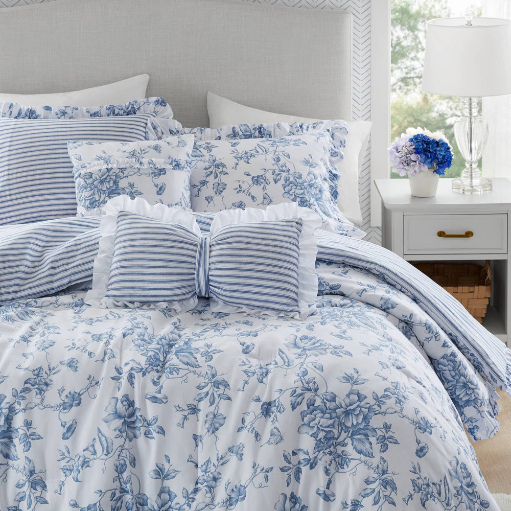 5 Pieces King Comforter Set with Decorative Pillows,Blue Media 19