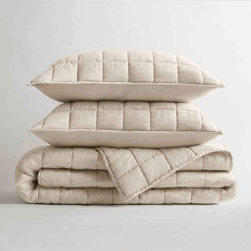 3-Piece Full/Queen Linen Garment Washed Quilt Set,Linen Media 13