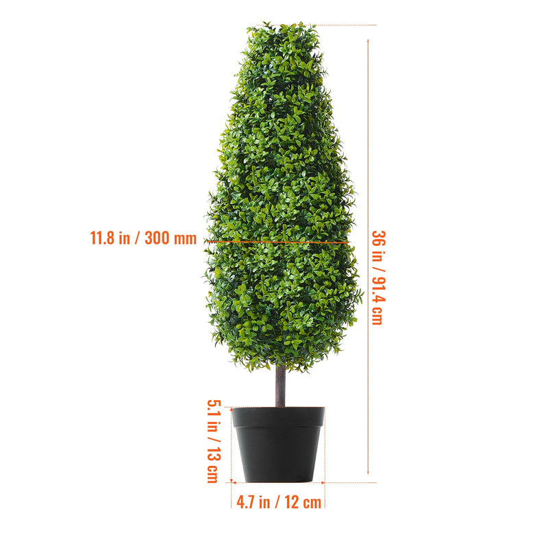 2 Pack 3' Artificial Boxwood Topiary Tree Faux Plant UV Decor In/Outdoor