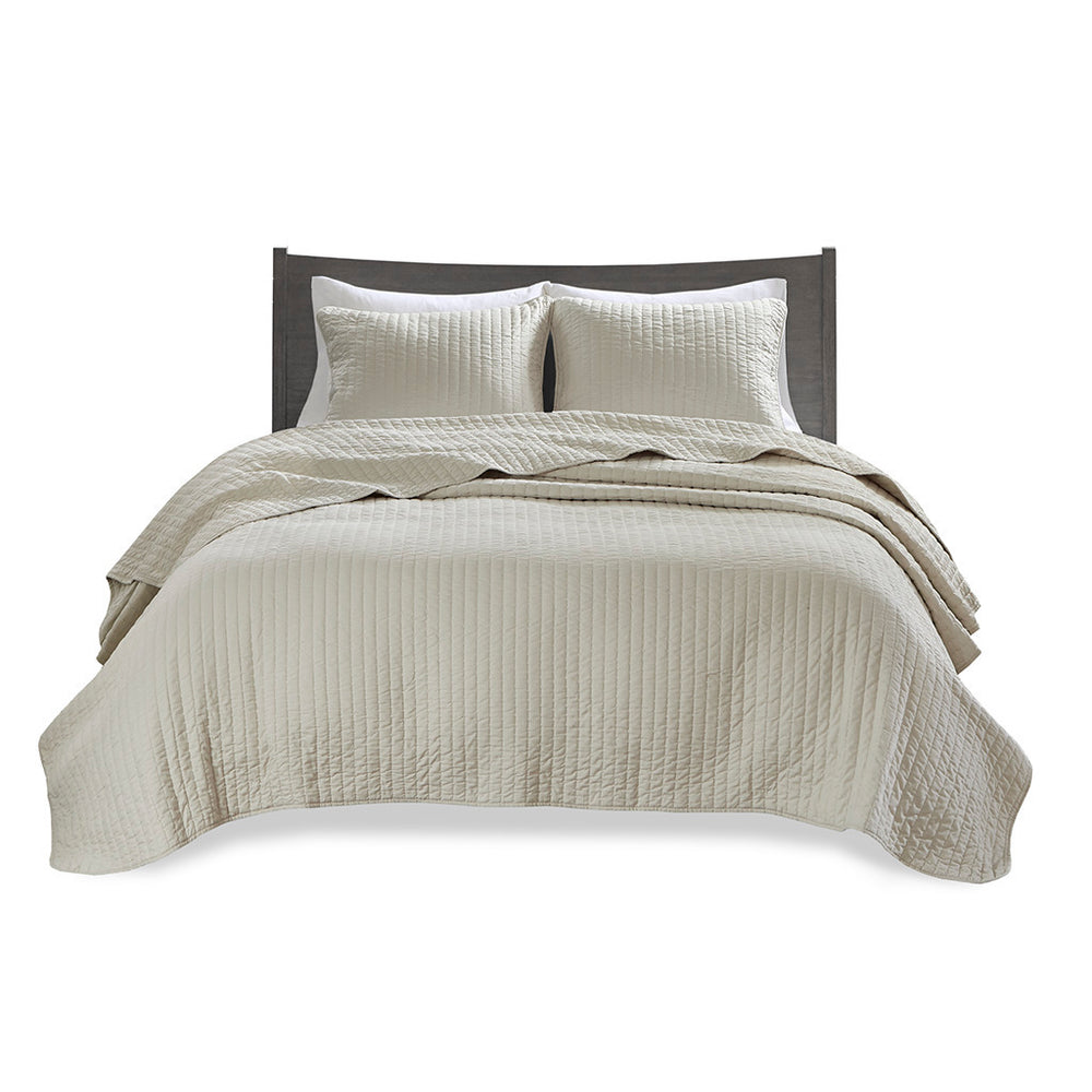 3 Piece Quilt Set Cream King/Cal King Media 11