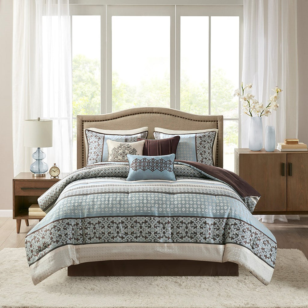 7 Piece Comforter Set Blue Cal King Media 11