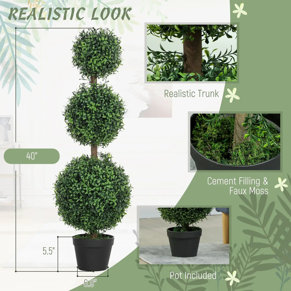 2 pcs/set. Artificial Ball Boxwood Topiary Trees, Fake Plants in Pot Media 7