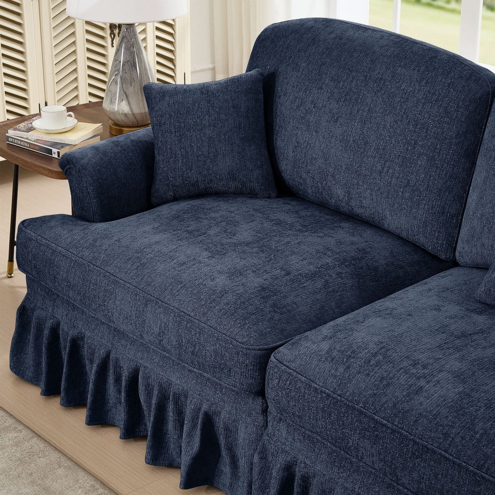 Sofas Chenille Upholstery Three Seater Mid Century Blue Living Room Media 20