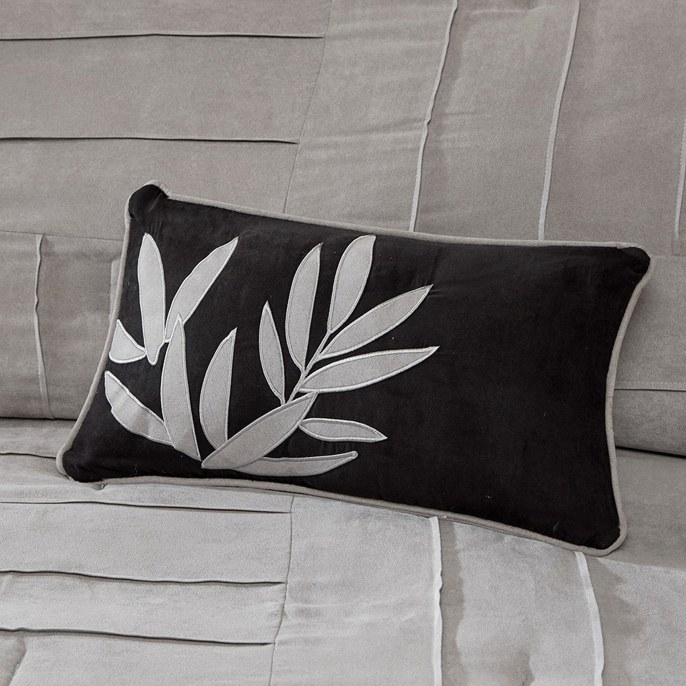 7 Piece Faux Suede Comforter Set Grey King Media 7