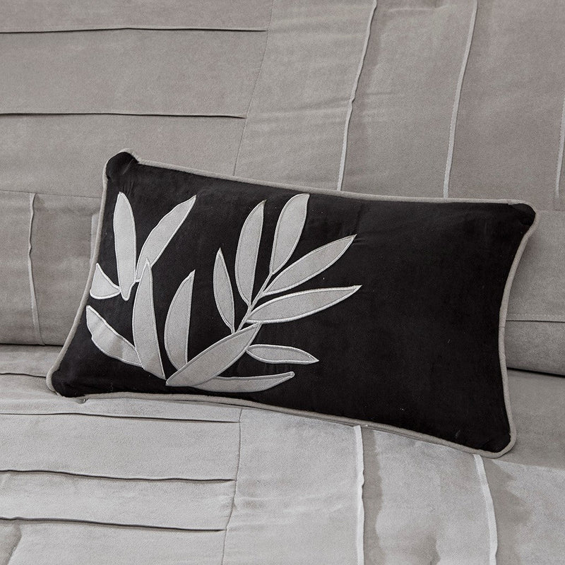 7 Piece Faux Suede Comforter Set Grey King
