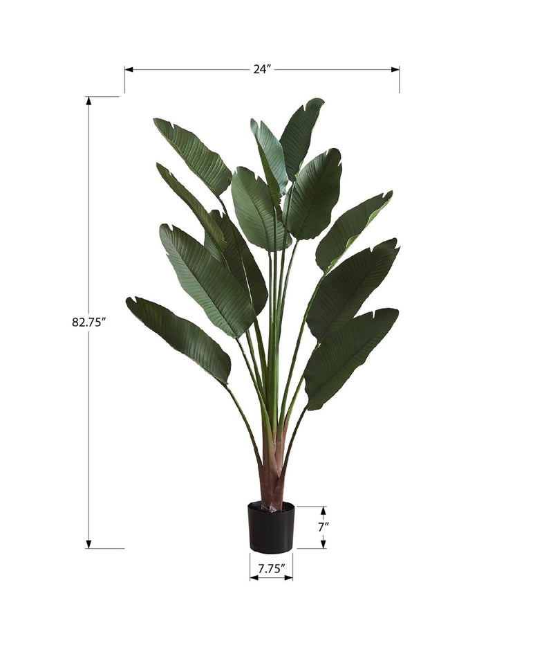 Artificial Plant, 83' Tall, Indoor, Decorative, Floor, Palm Tree, Real Touch, Green Leaves, Black Pot
