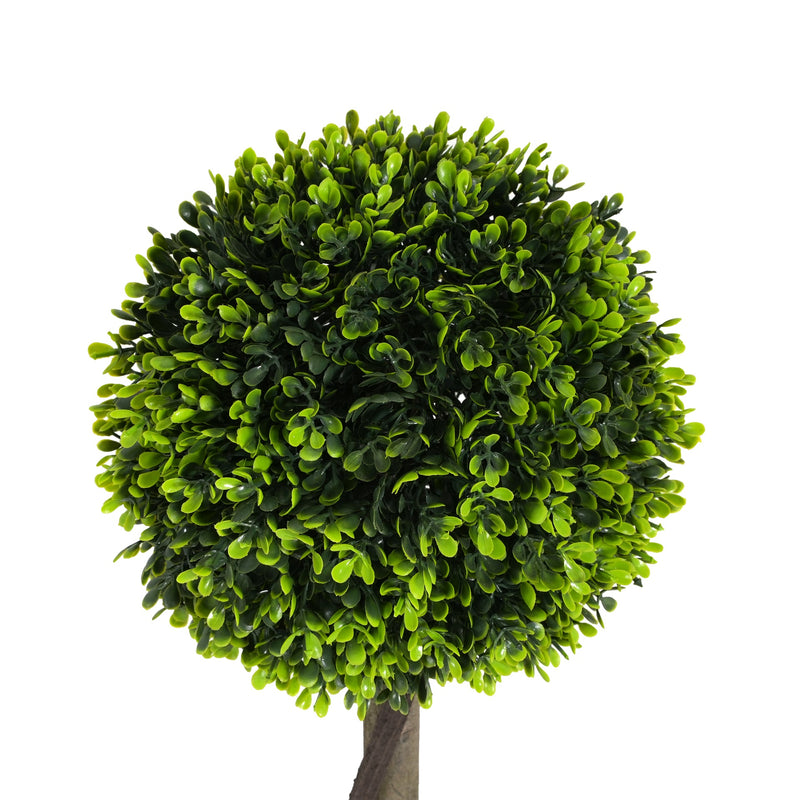 34' Artificial Topiary Boxwood Tree Double Ball with Black Plastic Pot, Set of 2