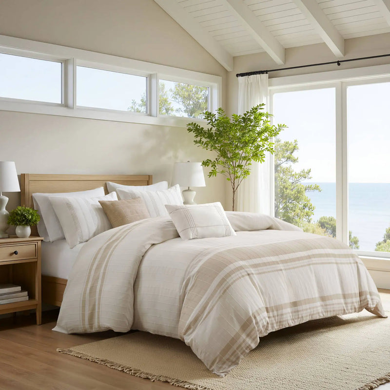 5 Piece Cotton Jaquard Duvet Set