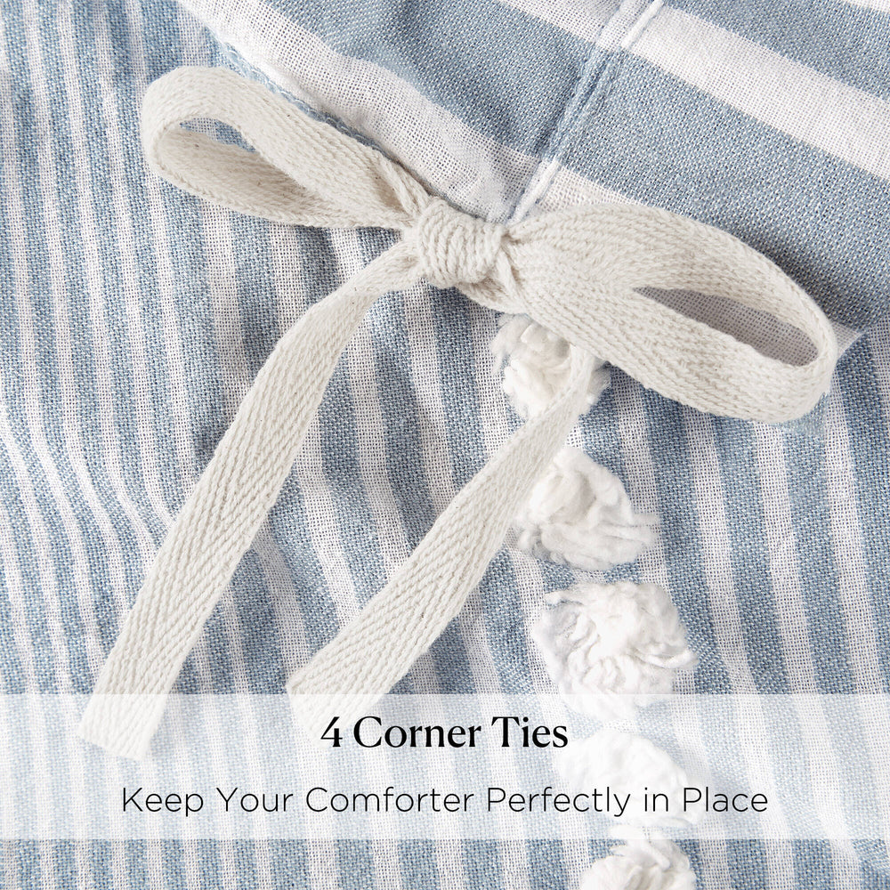 3- Piece King Cotton Yarn Dyed Duvet Cover Set Media 5