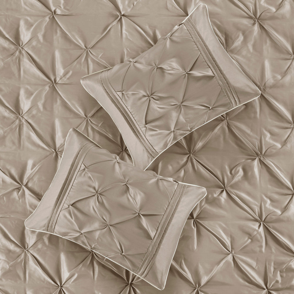 7 Piece Tufted Comforter Set Taupe Cal King Media 4