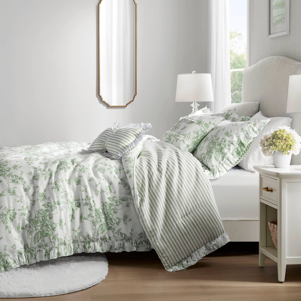 5 Pieces King Comforter Set with Decorative Pillows,Green Media 15