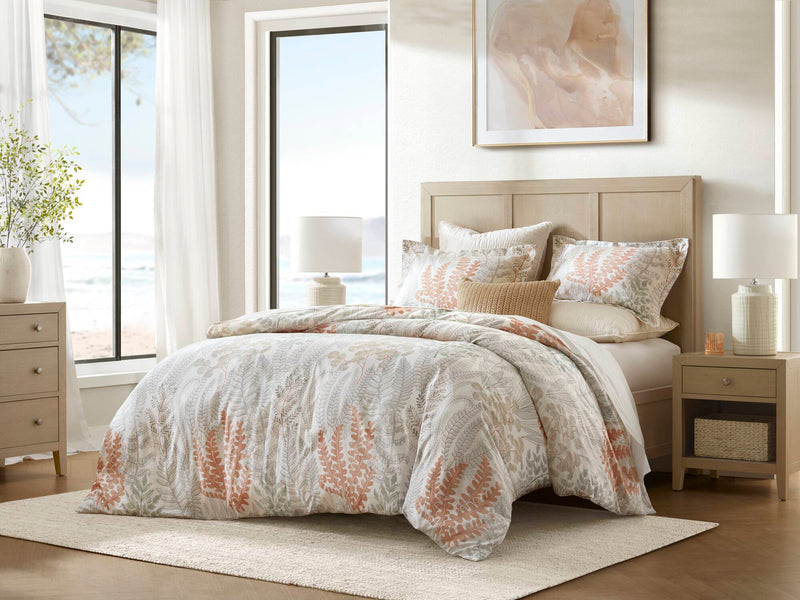 3-Piece Full/Queen 100% Cotton Sateen Duvet Cover Set,Terracotta/Linen