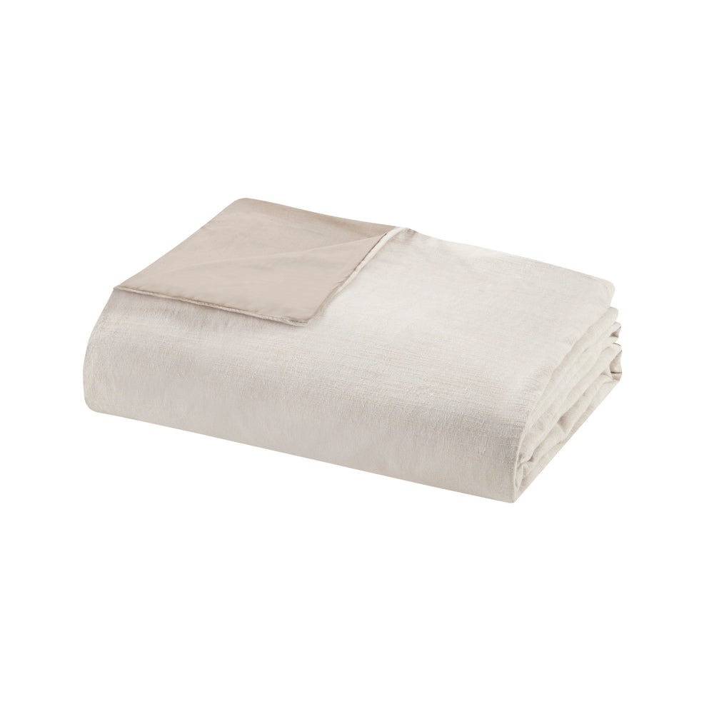 3 Piece Organic Cotton Oversized Duvet Cover Set Natural Full/Queen Media 5