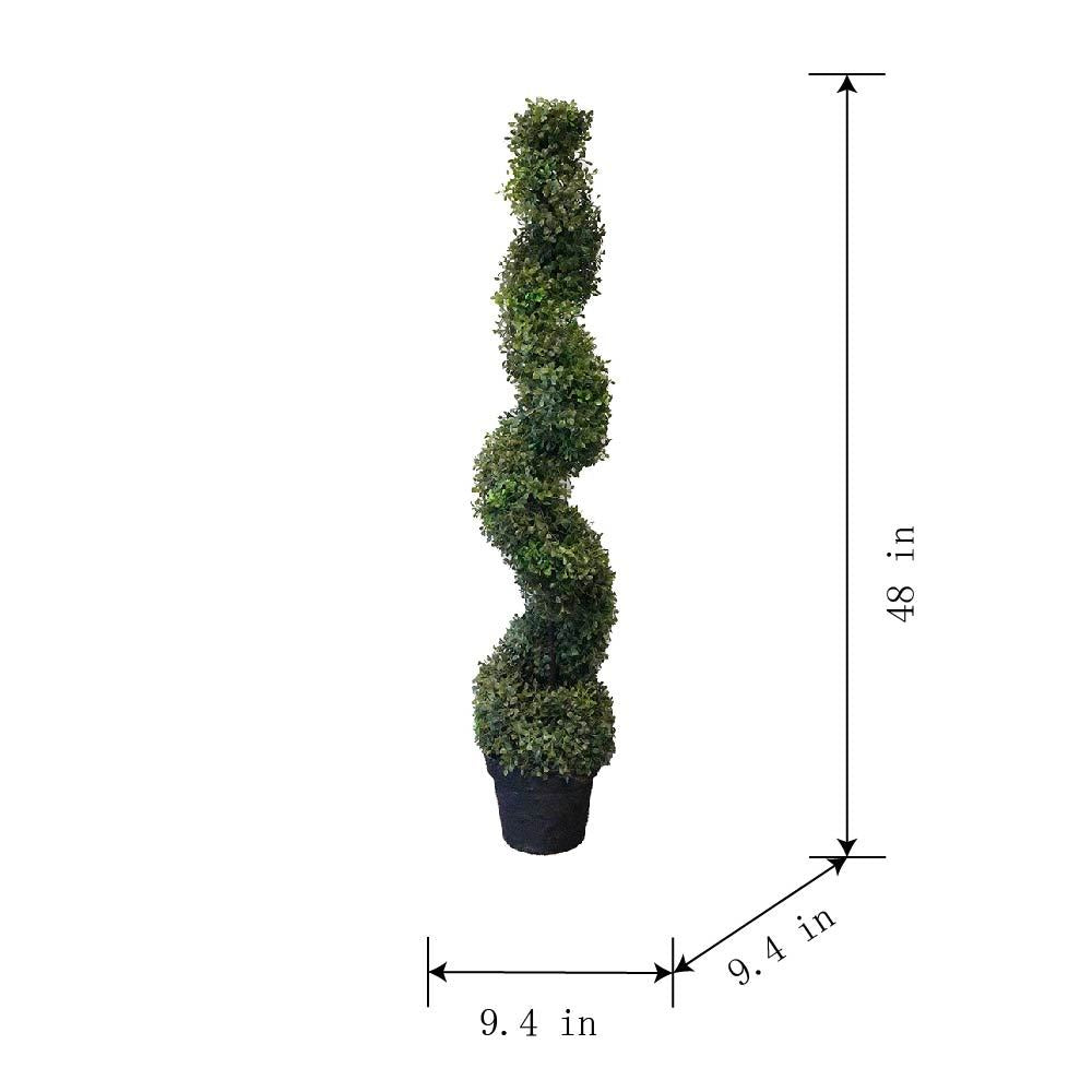 9.5x9.5x48' Tall Artificial Spiral Boxwood Topiary in Pot Media 9