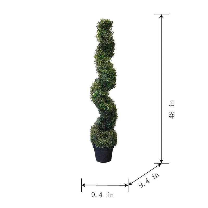 9.5x9.5x48' Tall Artificial Spiral Boxwood Topiary in Pot