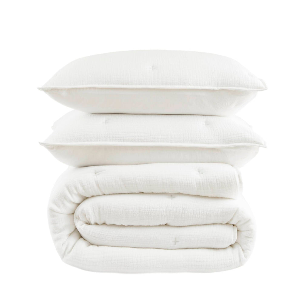 3-Piece King Cotton  Embroidered Quilt Set,White Media 19
