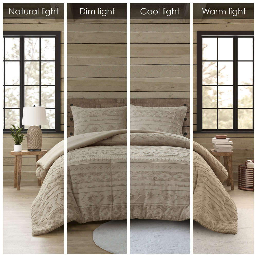 2 PCS Twin/Twin XL Chenille Oversized Comforter Set Tan Media 9