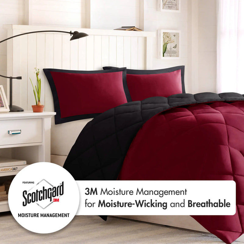 3M Scotchgard Diamond Quilting Reversible Down Alternative Comforter Set