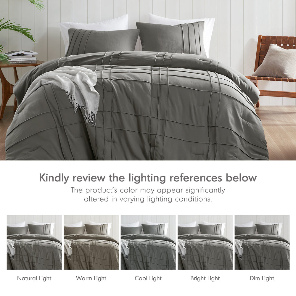 3-Piece Cal King Soft Washed Pleated Comforter Set Media 11