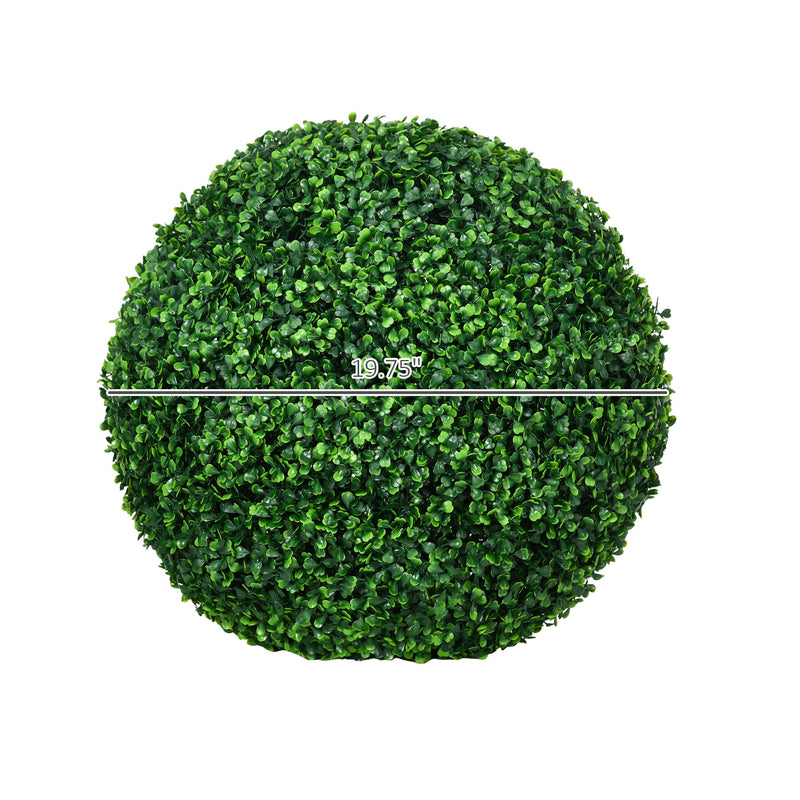 HOMCOM Set of 2 19.75 Inch Artificial Ball Boxwood Topiary Trees Balls, Indoor Outdoor Fake Plants for Home, Office & Living Room Decor