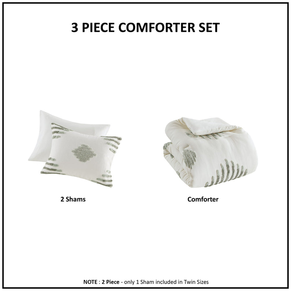 King/Cal King 3 Piece Cotton Blend Chenille Comforter Set Media 5