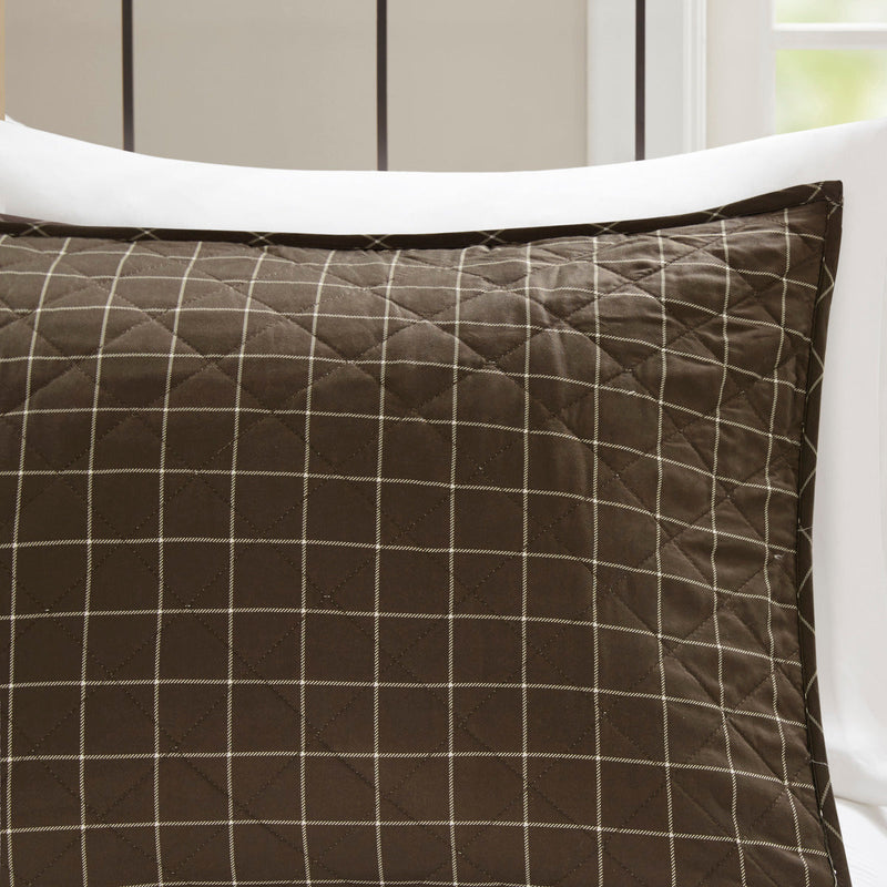 3 Piece Reversible Printed Quilt Set Black/Brown King/Cal King