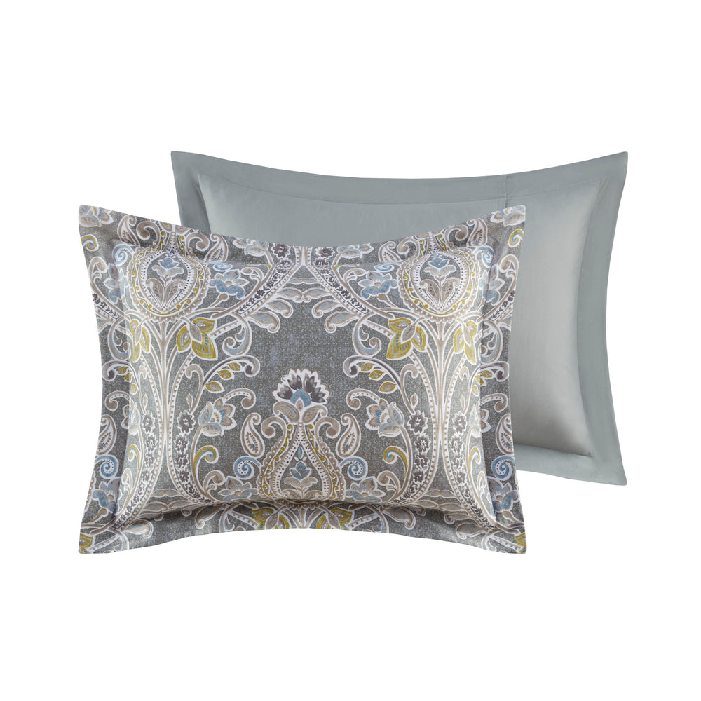 6 Piece Cotton Comforter Set Grey Cal King Media 12