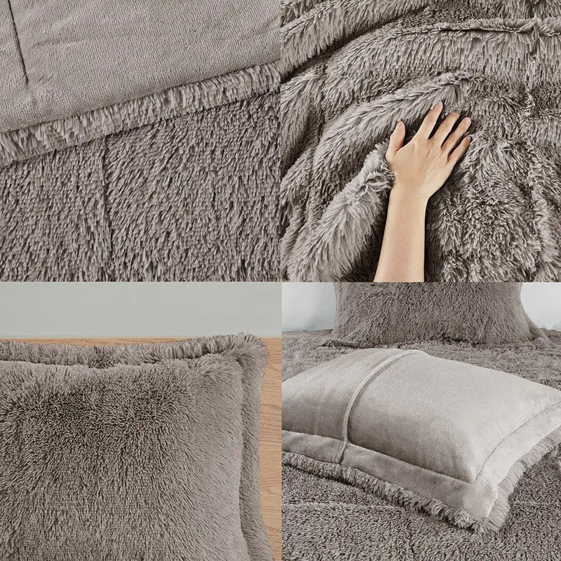 Shaggy Long Fur Comforter Mini Set