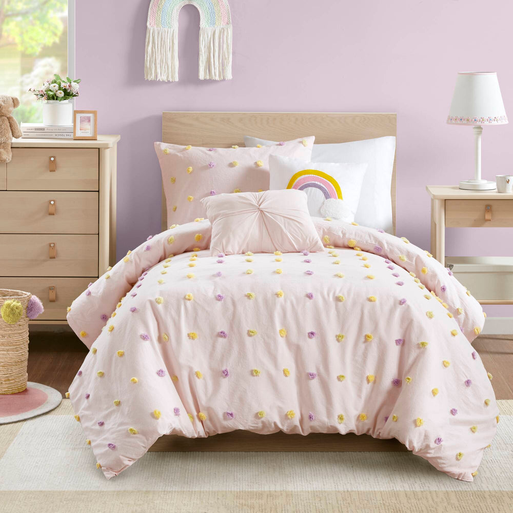 4PCS Twin/Twin XL Cotton Jacquard Pom Pom Comforter Set Media 14