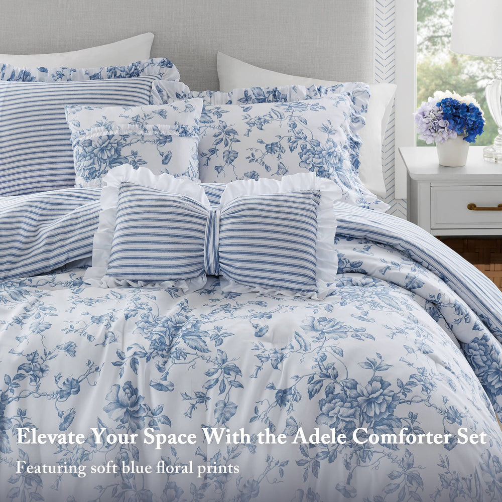 5 Pieces Full/Queen Comforter Set with Decorative Pillows,Blue Media 11