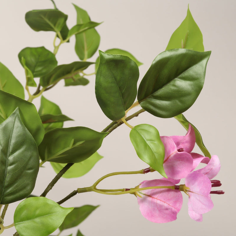 Artificial Bougainvillea Tree in Baby Pink with Green Leaves, Realistic Faux Plant in Black Plastic Pot, 60-Inch Indoor Decor for Home Office