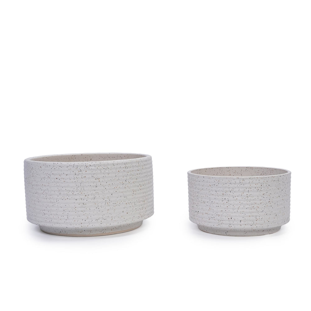 2 Pieces Ceramic Flowerpot, Modern Planter for Patio, Garden or Windowsills - Milk White Media 1