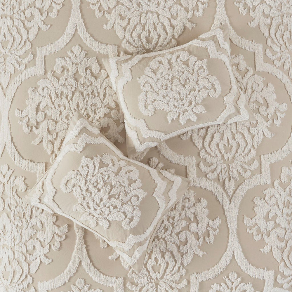 Full/Queen 3 piece Tufted Cotton Chenille Damask Duvet Cover Set Media 14