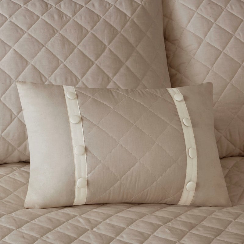 4 Piece Cotton Reversible Tailored Bedspread Set Khaki King Media 7