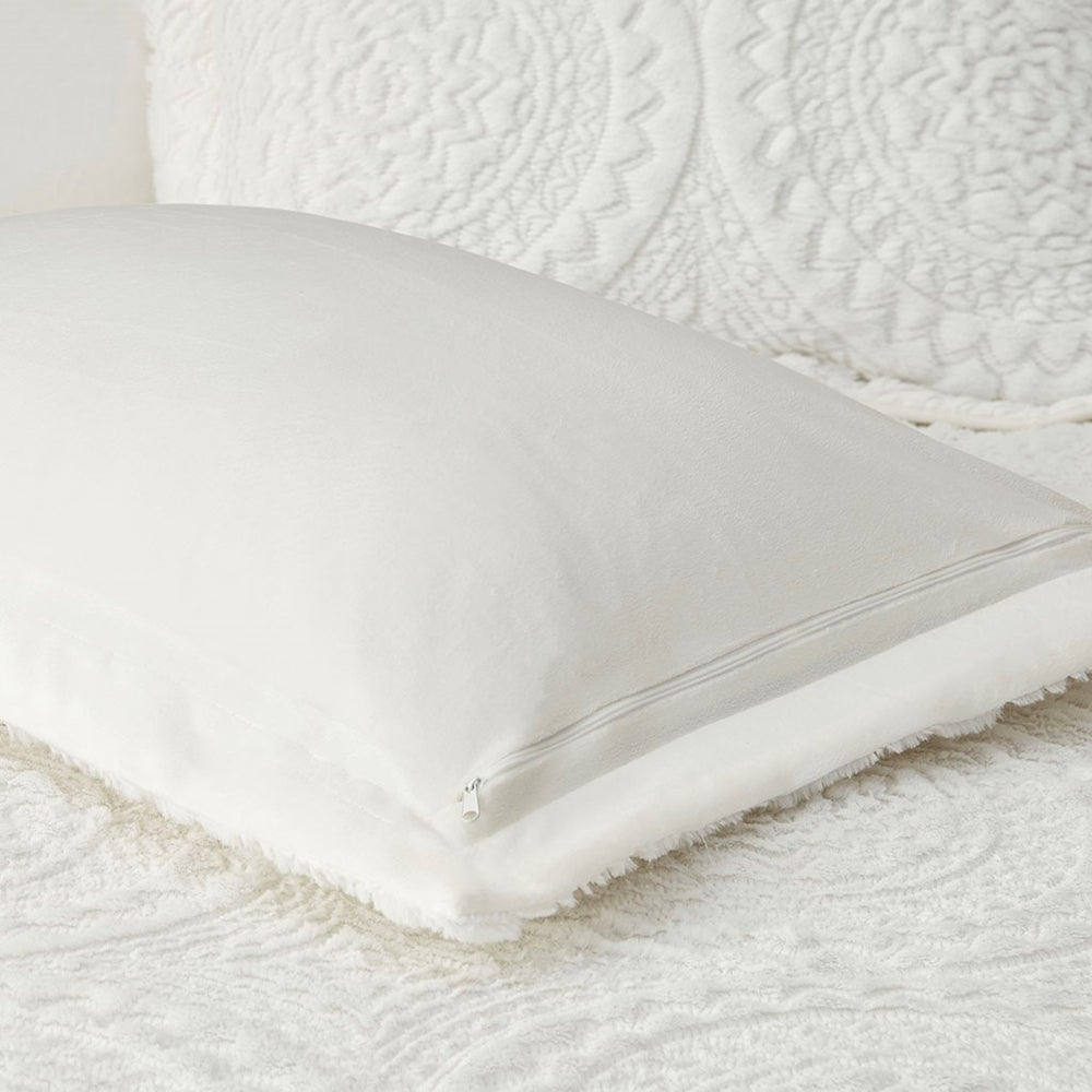 Full/Queen Embroidered Medallion Faux Fur Ultra Plush Comforter Mini Set Media 9