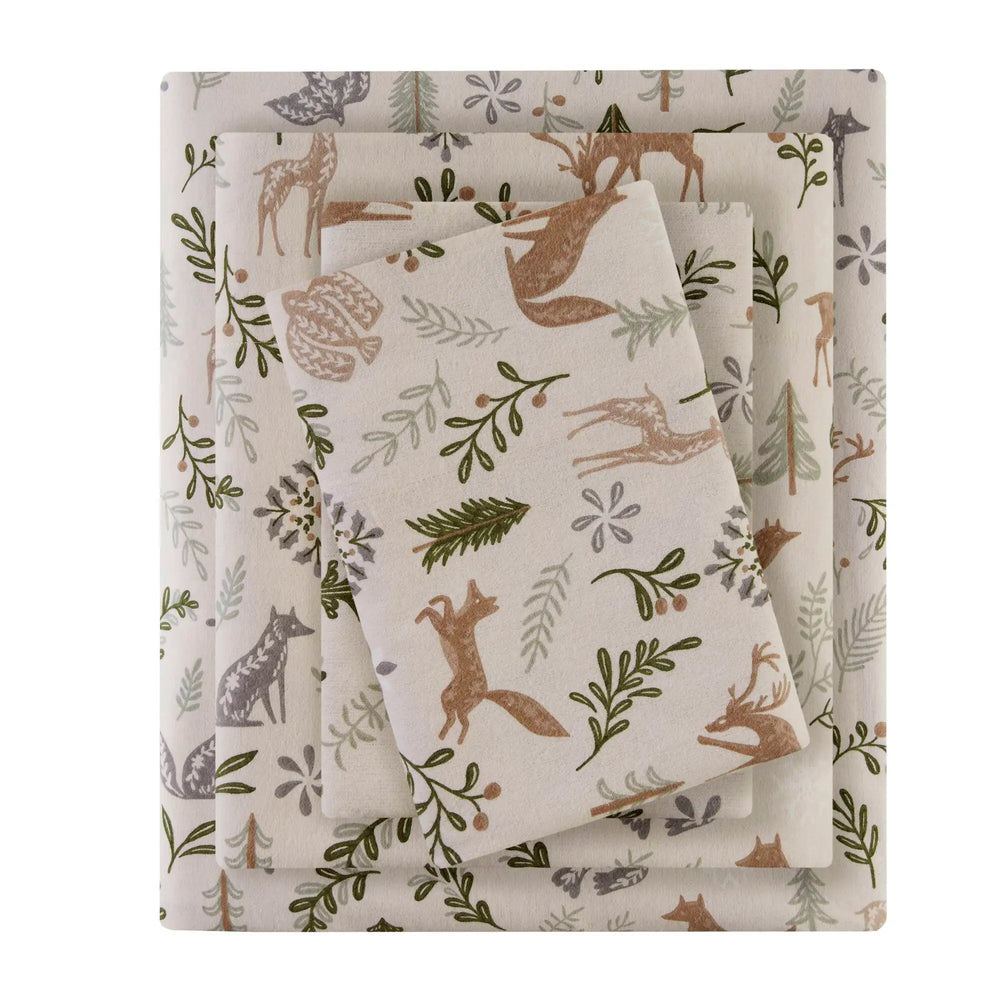 25778124 4-Piece Full Printed Sheet Set,Tan Woodland Winter     DTY Store 4-Piece Printed Sheet Set     DTY Store