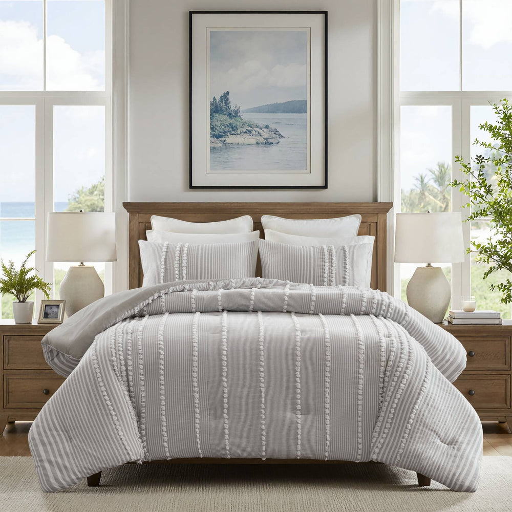 3- Piece King Cotton Yarn Dyed Comforter Set Media 1