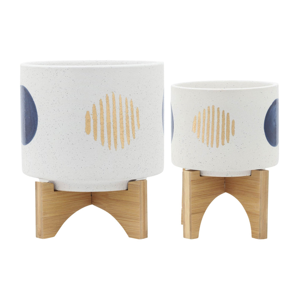 S/2 5/8' FUNKY PLANTER W/ STAND, WHITE Media 1