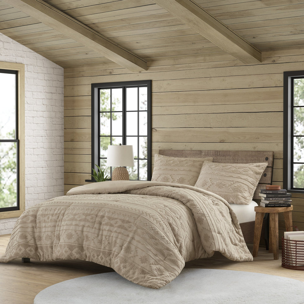 3 PCS Full/Queen Chenille Oversized Comforter Set Tan Media 1