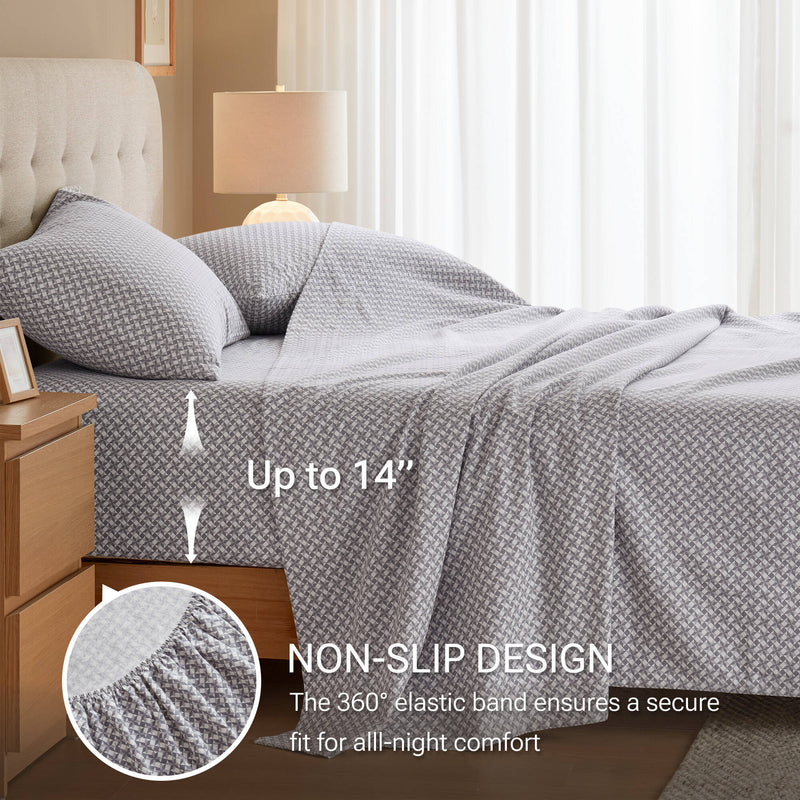 4-Piece 100% Cotton Printed Sheet Set