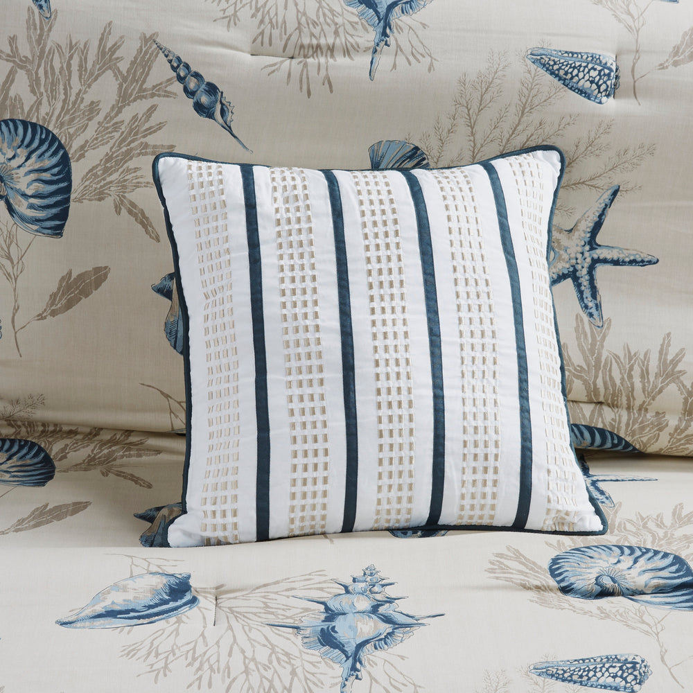 7 Piece Cotton Sateen Comforter Set Blue Cal King Media 6
