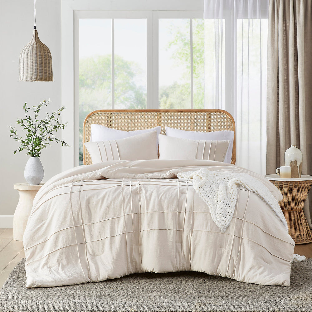 3-Piece Cal King Soft Washed Pleated Comforter Set Media 7