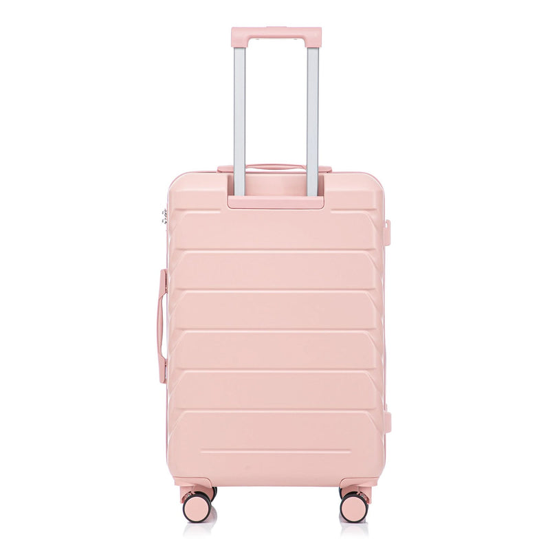 ABS Spinner Luggage 3 Piece Set Pink Matching Color & Combination Lock For Travel Use