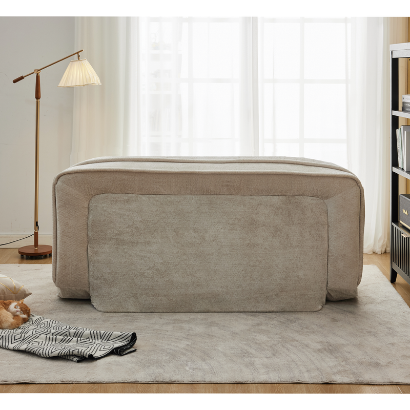 Pet Sofa Bed Chenille 2-In-1 Lounge Couch With 5 Adjustable Positions For People & Pets Beige