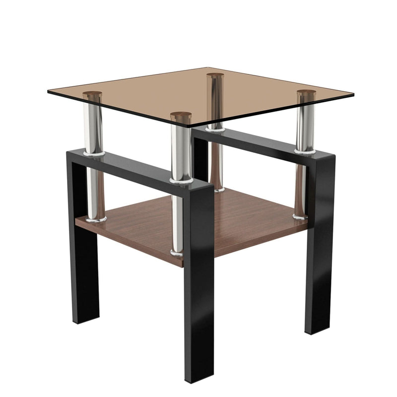 Tempered Glass Tables Square Black Living Room Contemporary Set Of Two