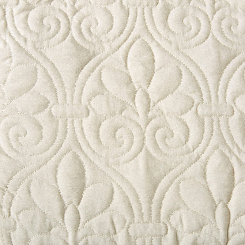 3 Piece Split Corner Pleated Quilted Bedspread Cream Queen